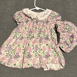 Rare Editions White Dress with Floral Embroidery